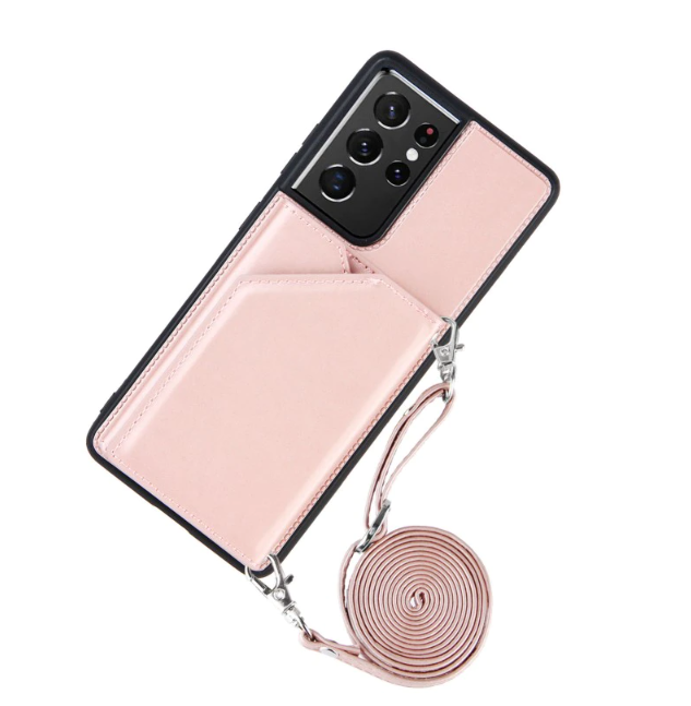 Leather Case with Strap for Samsung Phones