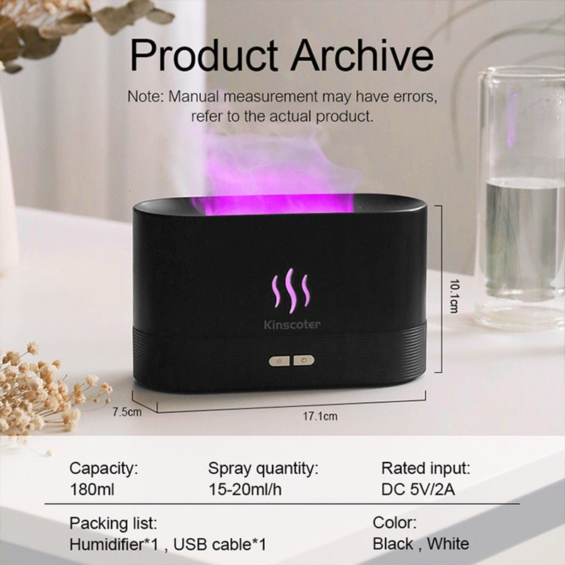 Colorful Flame Aroma Air Diffuser, Essential Oil Humidifier
