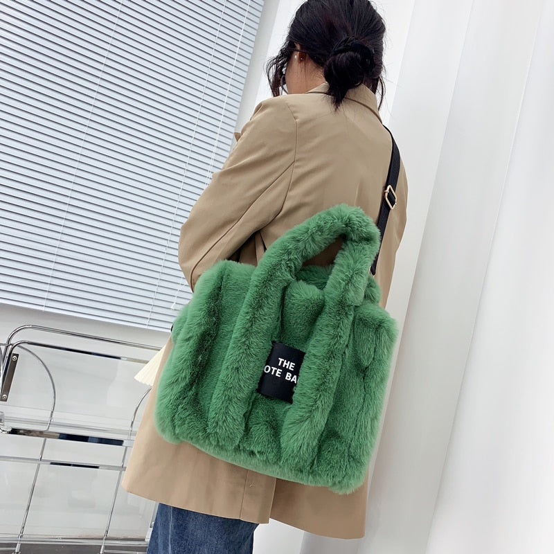 Designer Inspired Faux Fur Tote Bag