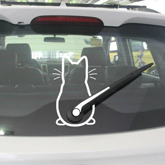 Cat Car Windshield Wiper Vinyl Decal