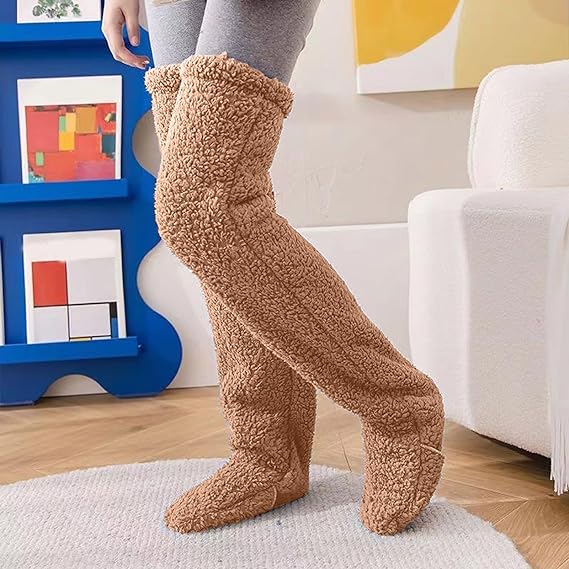 Fuzzy Over Knee Sock Slippers