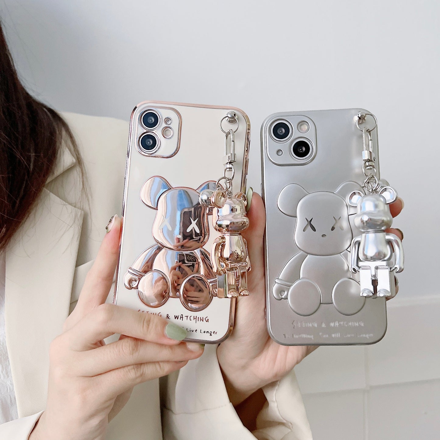 3D Bear Chain Phone Case for iPhones